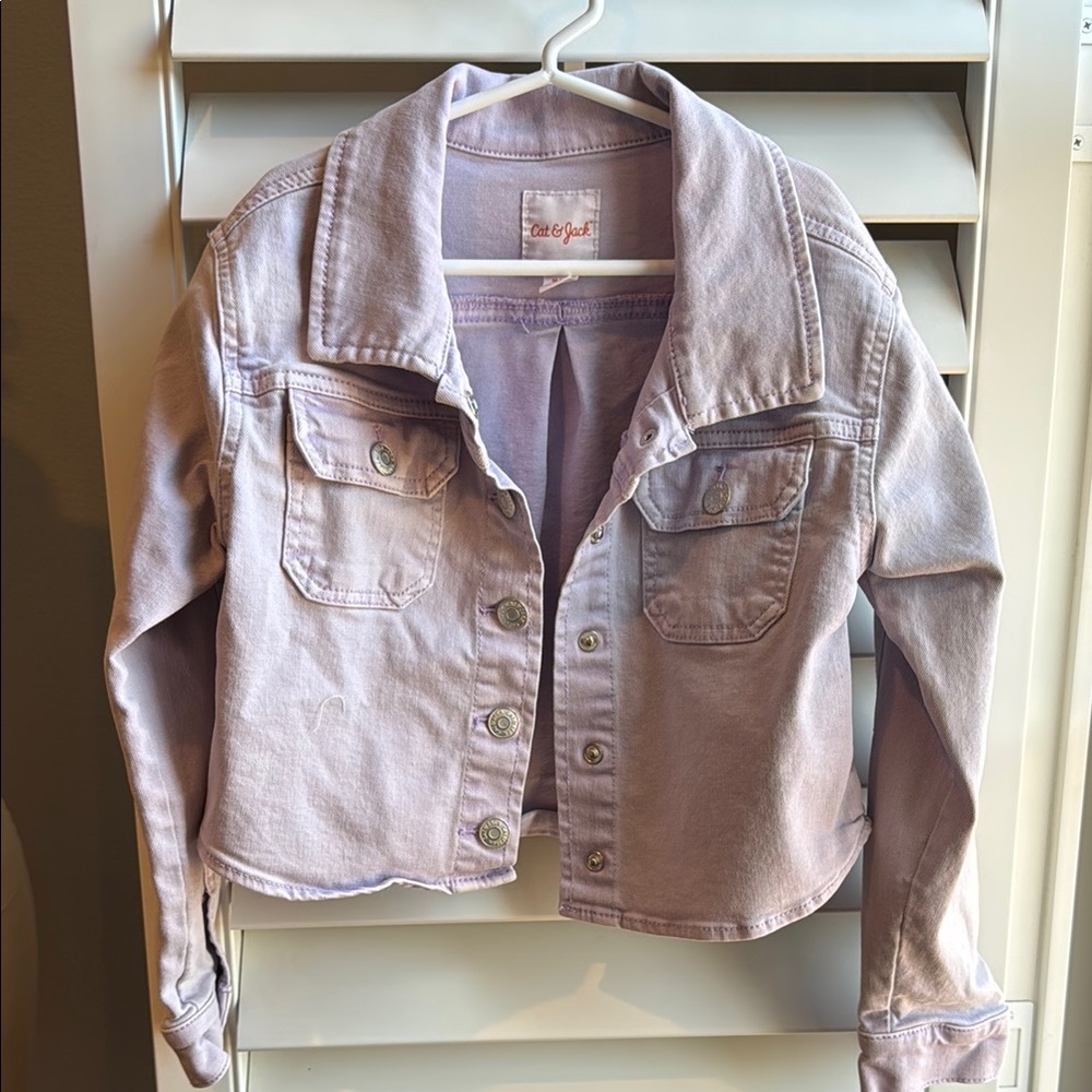 Cat & Jack Lavender Cropped Jean Jacket M